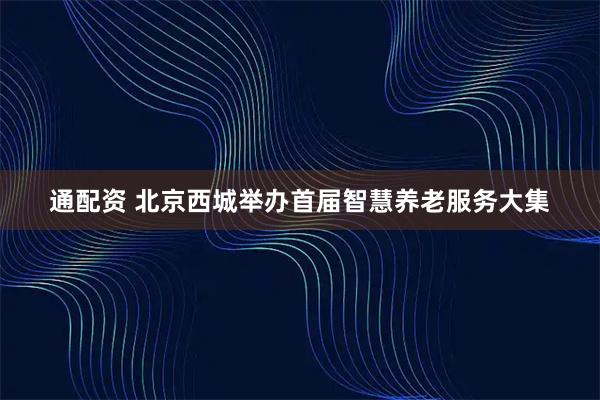 通配资 北京西城举办首届智慧养老服务大集